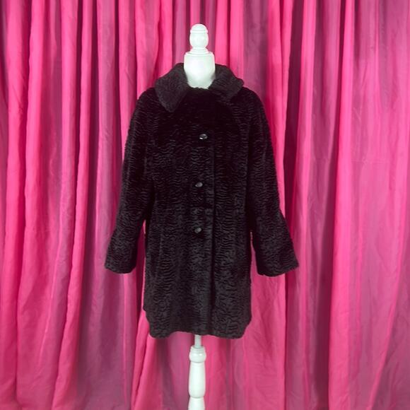 Komitor Jackets & Blazers - Komitor retro Mod faux fur black mid length coat, size Large or XL